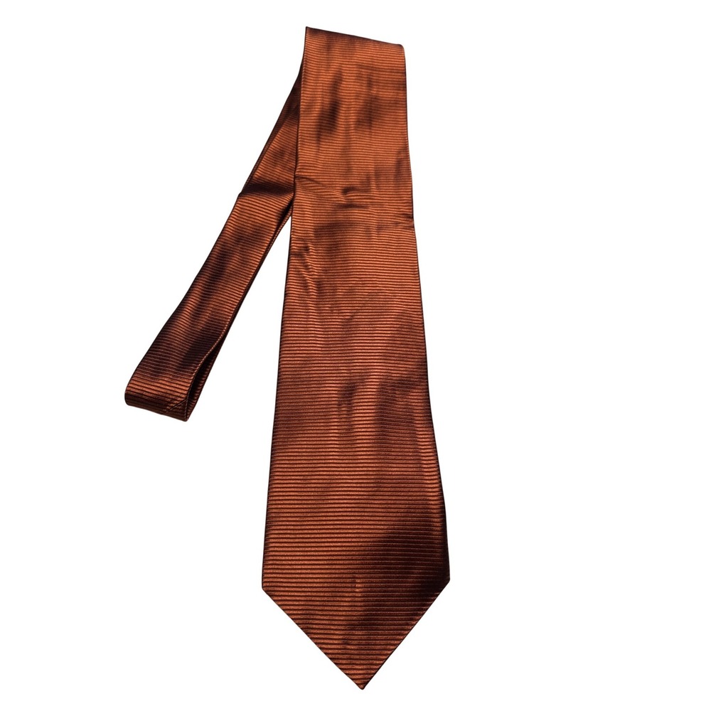 Jos A Bank Mens Rust Copper Ribbed Silk Necktie Extra Long 2180-44